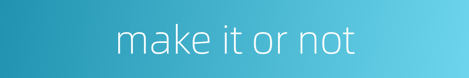 make it or not的同义词