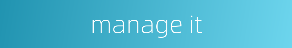 manage it的同义词
