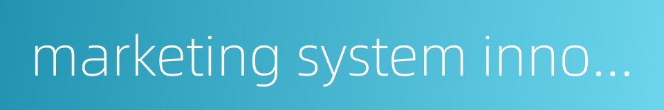 marketing system innovation的同义词