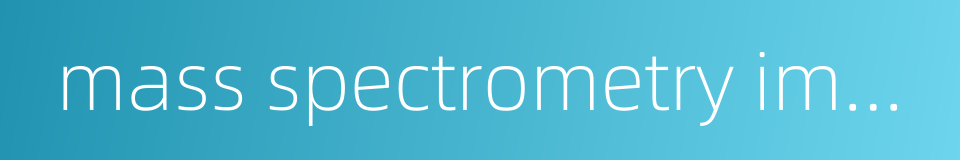 mass spectrometry imaging的同义词