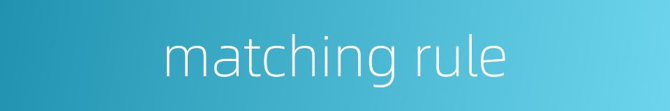matching rule的同义词
