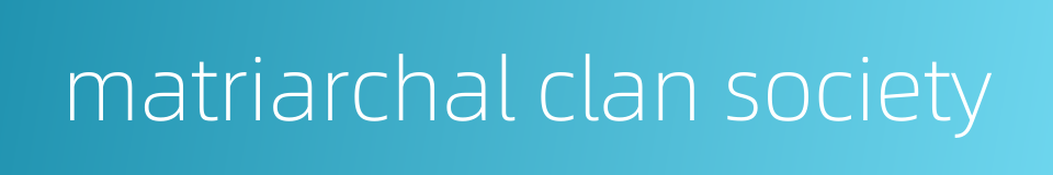 matriarchal clan society的同义词