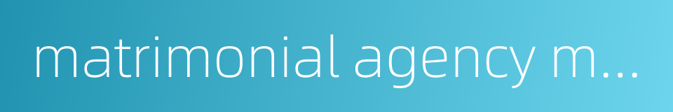 matrimonial agency matchmaking agency的同义词
