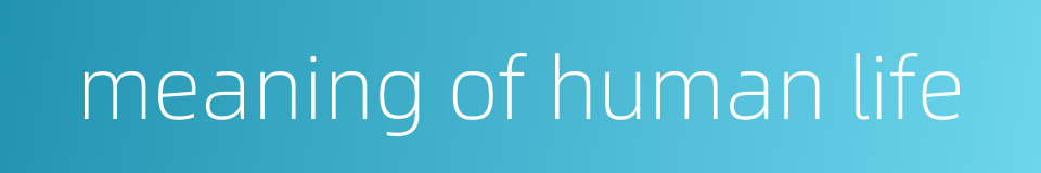 meaning of human life的同义词