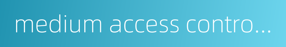 medium access control protocol的同义词