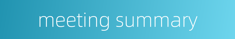 meeting summary的同义词