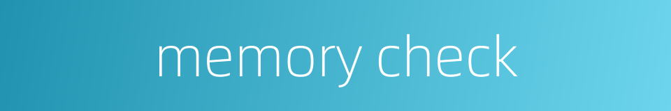 memory check的同义词