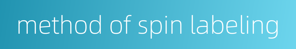 method of spin labeling的同义词
