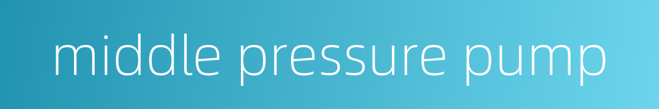 middle pressure pump的同义词