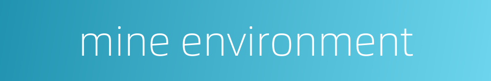 mine environment的同义词