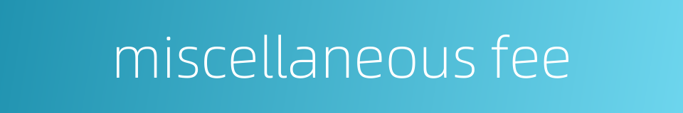 miscellaneous fee的同义词
