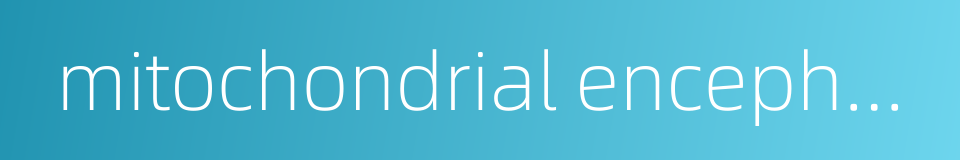 mitochondrial encephalomyopathy的同义词