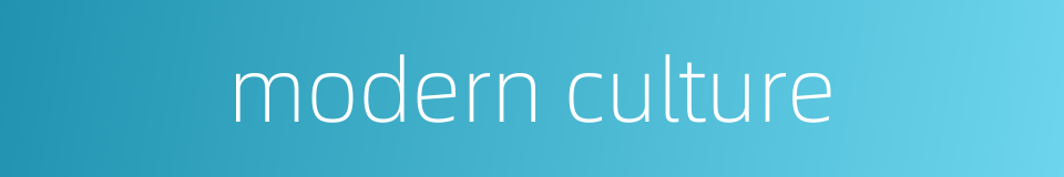 modern culture的同义词