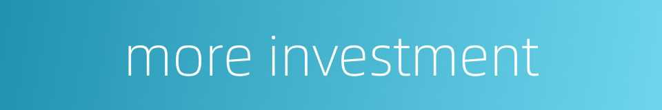 more investment的同义词