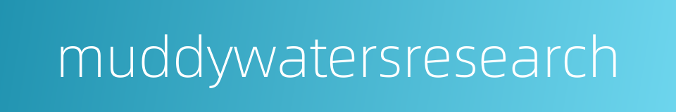 muddywatersresearch的同义词