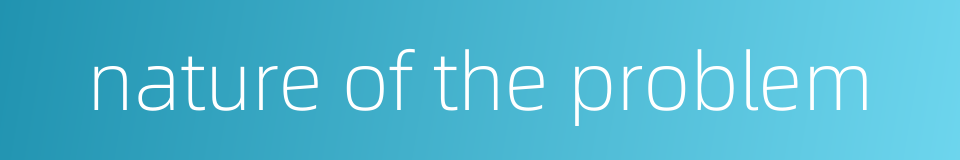 nature of the problem的同义词