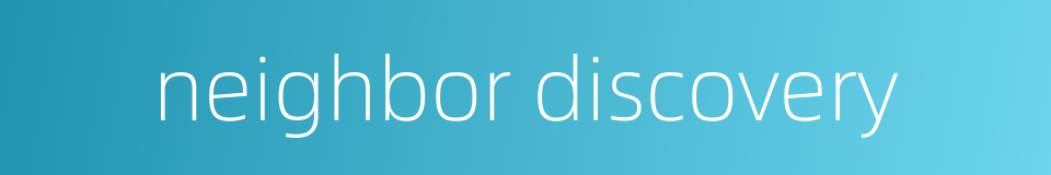 neighbor discovery的同义词