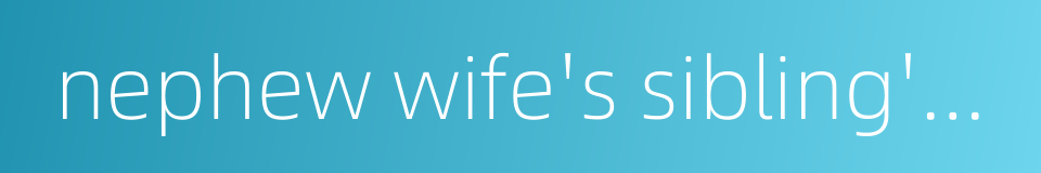 nephew wife's sibling's son的同义词