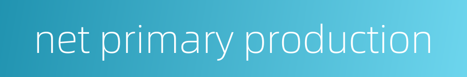 net primary production的同义词