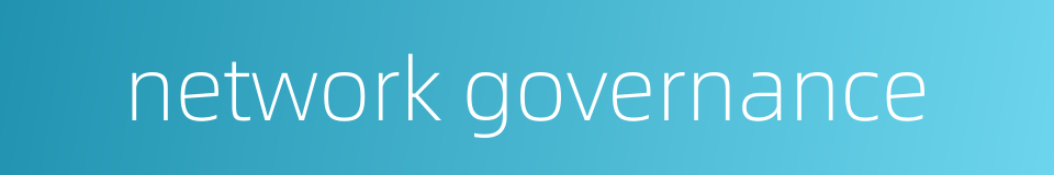network governance的同义词