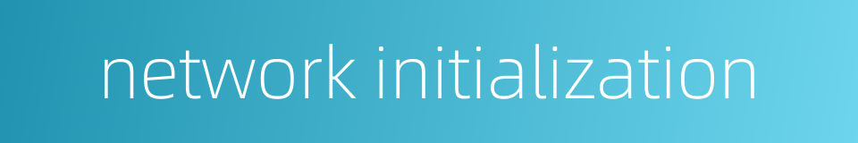 network initialization的同义词