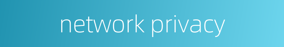 network privacy的同义词