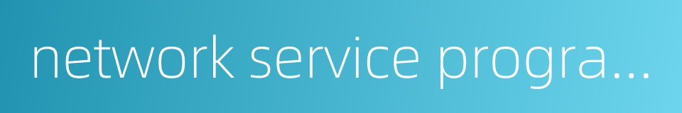 network service program的同义词