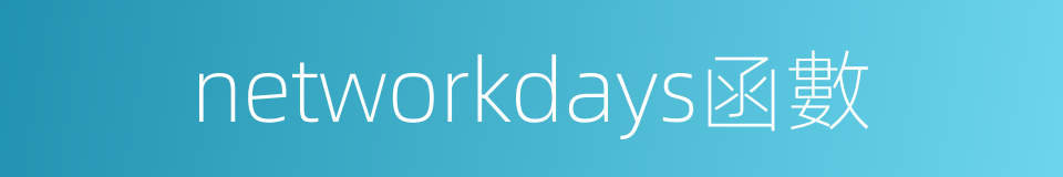 networkdays函數的同義詞