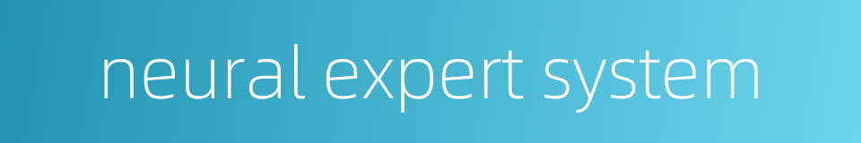 neural expert system的同义词