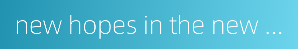 new hopes in the new year的同义词