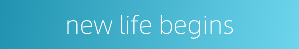 new life begins的同义词