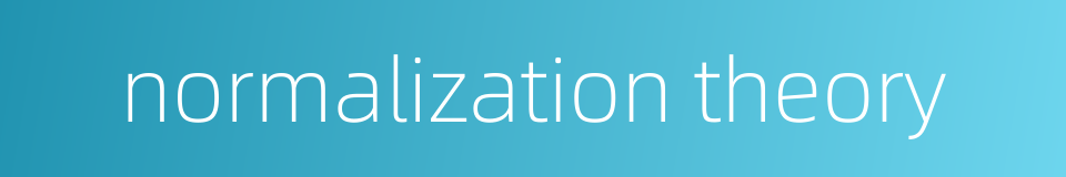 normalization theory的同义词
