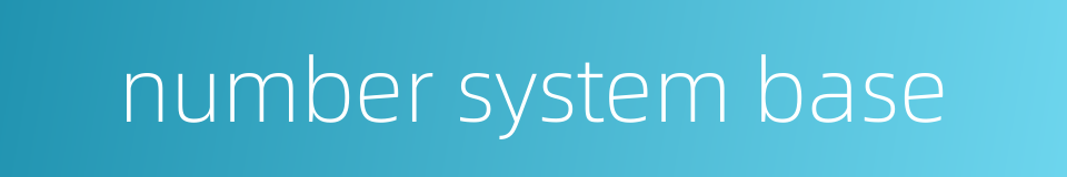 number system base的同义词