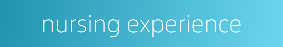nursing experience的同义词