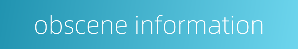 obscene information的同义词