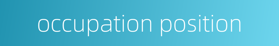 occupation position的同义词