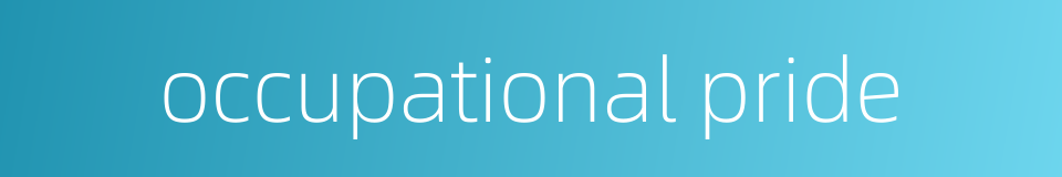occupational pride的同义词
