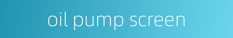 oil pump screen的同义词