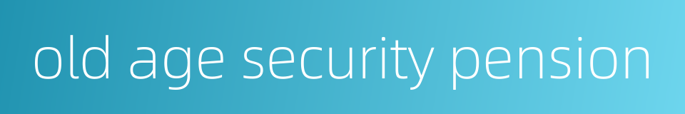old age security pension的同义词