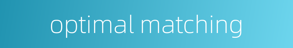 optimal matching的同义词
