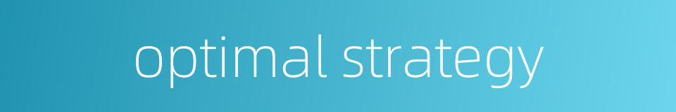 optimal strategy的同义词