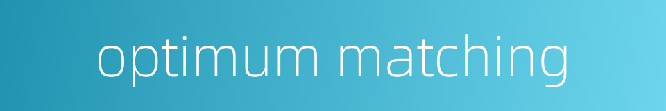 optimum matching的同义词