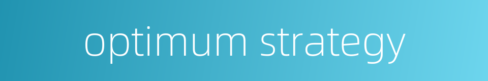 optimum strategy的同义词