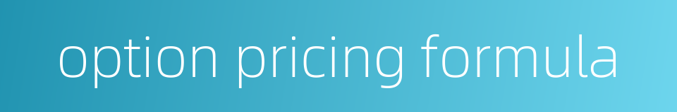 option pricing formula的同义词