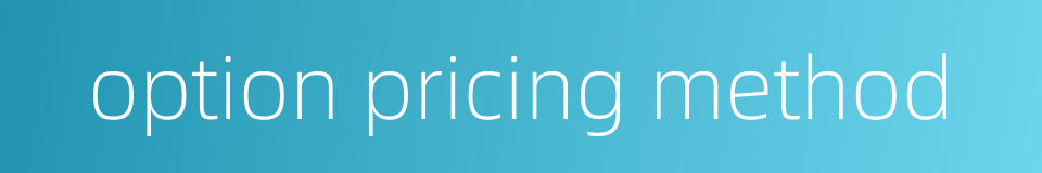 option pricing method的同义词