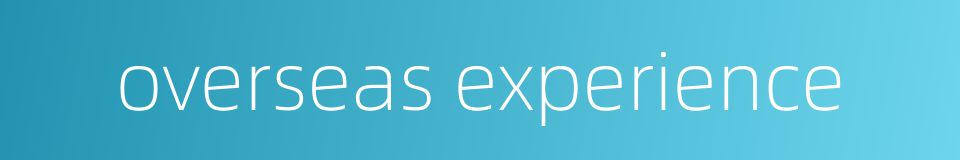 overseas experience的同义词