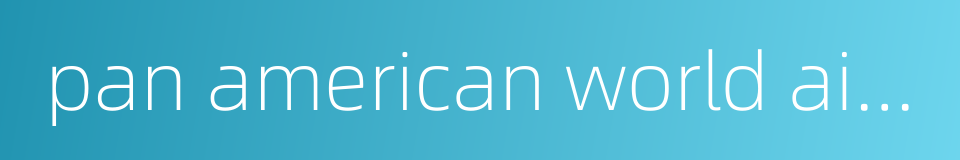 pan american world airways的同义词