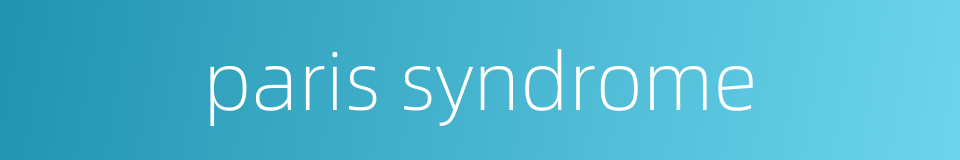 paris syndrome的同义词