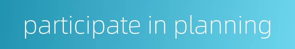 participate in planning的同义词