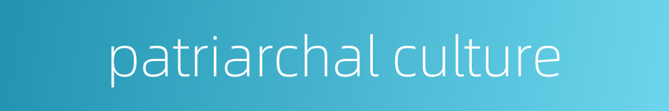 patriarchal culture的同义词